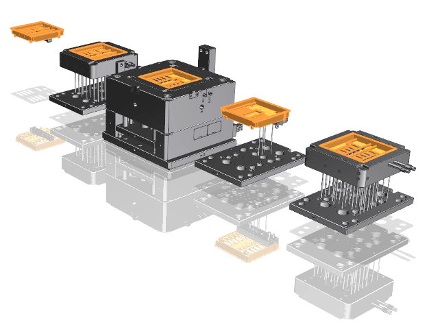Cross section render of plastic components